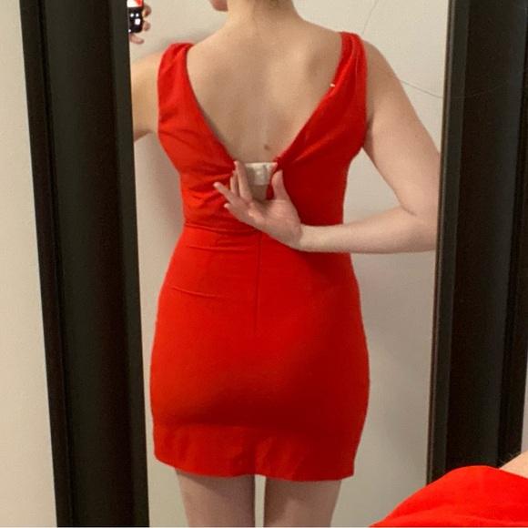 Red Ruffle Mini Dress - Picture 3 of 4